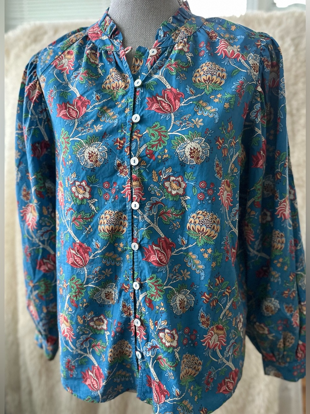 SONMER Floral Cotton Button-Up Shirt - Size XS